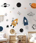 1pc, Outer Space Nursery Wall Sticker - Rocket Ship, Astronaut, and Planet Decor for Boy's Room - Vinyl Decor for a Fun and Imaginative Space Theme CozyHaus