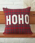 Vibrant Festive Christmas Embroidered Plaid Throw Pillow Cover - Soft, Zippered, Hand Washable Polyester Cushion Case with Easy Care for Home & Office Decor, Perfect for Holiday Season CozyHaus