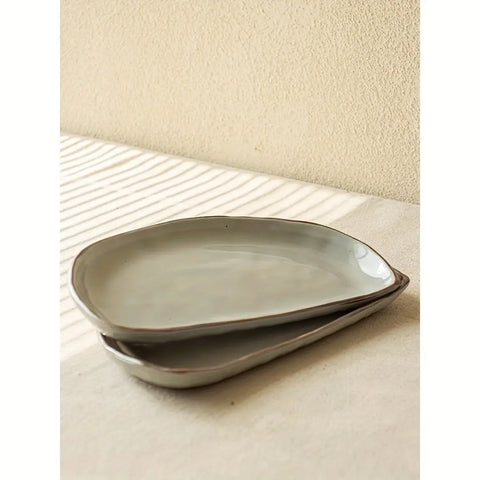 1pc Elegant Ceramic Half-Moon Serving Platter - Creative, Lightweight Design for Sushi & Snacks - Perfect for Home Kitchen and Restaurant Use CozyHaus