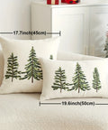 1pc Festive Green Christmas Tree Embroidered Throw Pillow Cover - Perfect for Holiday Home Decor, Machine Washable, Zip Closure, Linen Blend CozyHaus