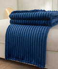 1pc Luxury Solid Color Wide Ribbed Throw Blanket, Soft Plush Flannel Blanket, Cozy Bedding, Sofa Decor, Without Pillowcase Or Insert CozyHaus