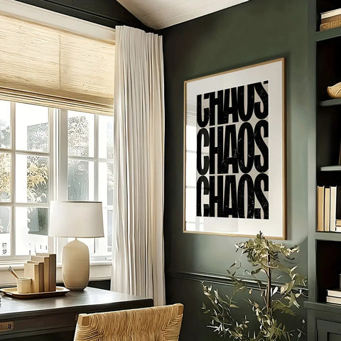 "Chaos" Modern Art Canvas Poster - Black and Beige Quote - Ideal Gift for Bedroom, Living Room, Corridor - Wall Art, Wall Decor, Winter Decor, Room Decoration CozyHaus