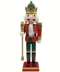 Christmas Nutcracker King Figurine, 11.81-Inch Traditional Wooden Soldier with Scepter, Festive Tabletop Holiday Decor, Manufactured Wood Nutcracker for Christmas Display CozyHaus