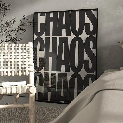 "Chaos" Modern Art Canvas Poster - Black and Beige Quote - Ideal Gift for Bedroom, Living Room, Corridor - Wall Art, Wall Decor, Winter Decor, Room Decoration CozyHaus