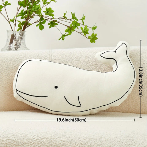 Whimsical Whale Embroidered Throw Pillow Cover, 49.78x35.05 cm - Versatile for All Seasons, Machine Washable, Zip Closure - Perfect for Sofa & Bedroom Decor CozyHaus