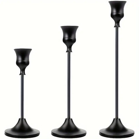 3pcs Elegant Metal Candle Holders Set - Perfect for Romantic Dinners, Wedding Anniversaries, Home & Hotel Decor, Birthday Gifts - Ideal Table Centerpieces for Parties & Catering Events (Candles Not Included) CozyHaus