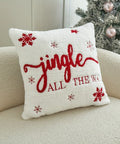 Jingle Bell Embroidered Throw Pillow Cover - Festive Christmas & Winter Decor, Soft Faux Fur, Zip Closure, Hand Wash Only - Perfect for Living Room, Bedroom, and Parties CozyHaus