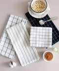 4-Pack Cotton Kitchen Towels Set - Rectangle Woven Dish Cloths, 100% Cotton, Plaid & Striped Patterns, Versatile for Table Napkins, Tea Towels, Cleaning, 40.01 x 59.99 cm - Ideal Housewarming Gift CozyHaus