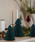 Set of 3 Christmas Tree Tissue Pom Poms Centerpiece - 3D Honeycomb Paper Table Decorations for Home, Office, Kitchen, Holiday Parties, Xmas Gifts – Versatile Decoration for Weddings, Birthdays & Seasonal Events CozyHaus