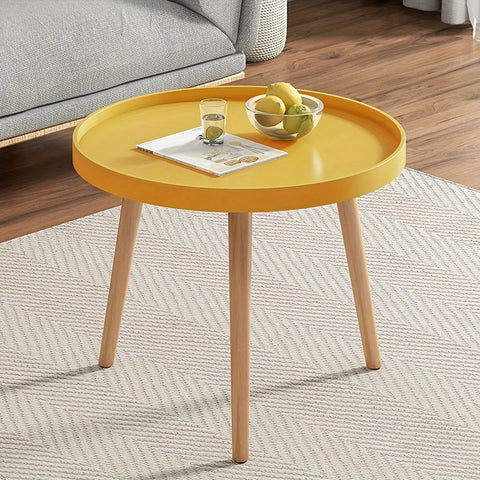 30MM/1.18in Round Portable Coffee Table: Stable Side End Table for Living Room, Bedroom, Office - Perfect for Laptop and Small Sofa - White and Black CozyHaus